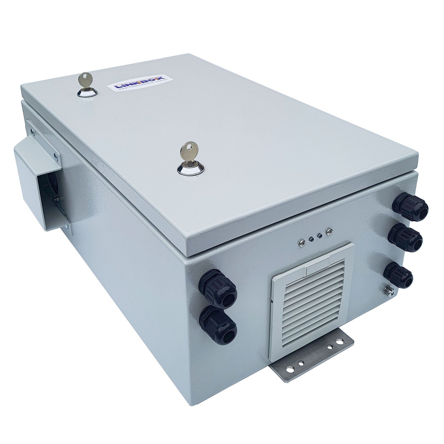 Caixa hermetica de alumínio de 49x30x19cm com ventilação